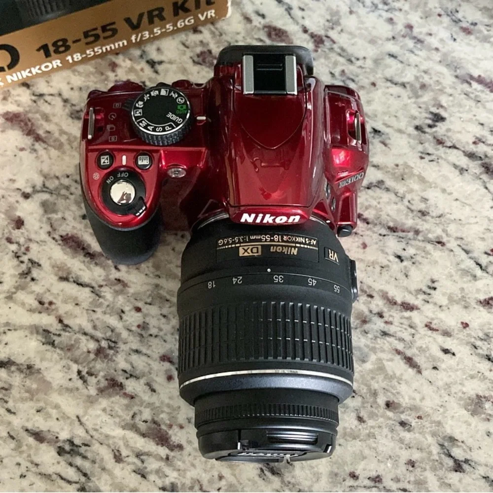 Like New Red Nikon D3100 Digital SLR Camera with 18-55mm NIKKOR VR Lens